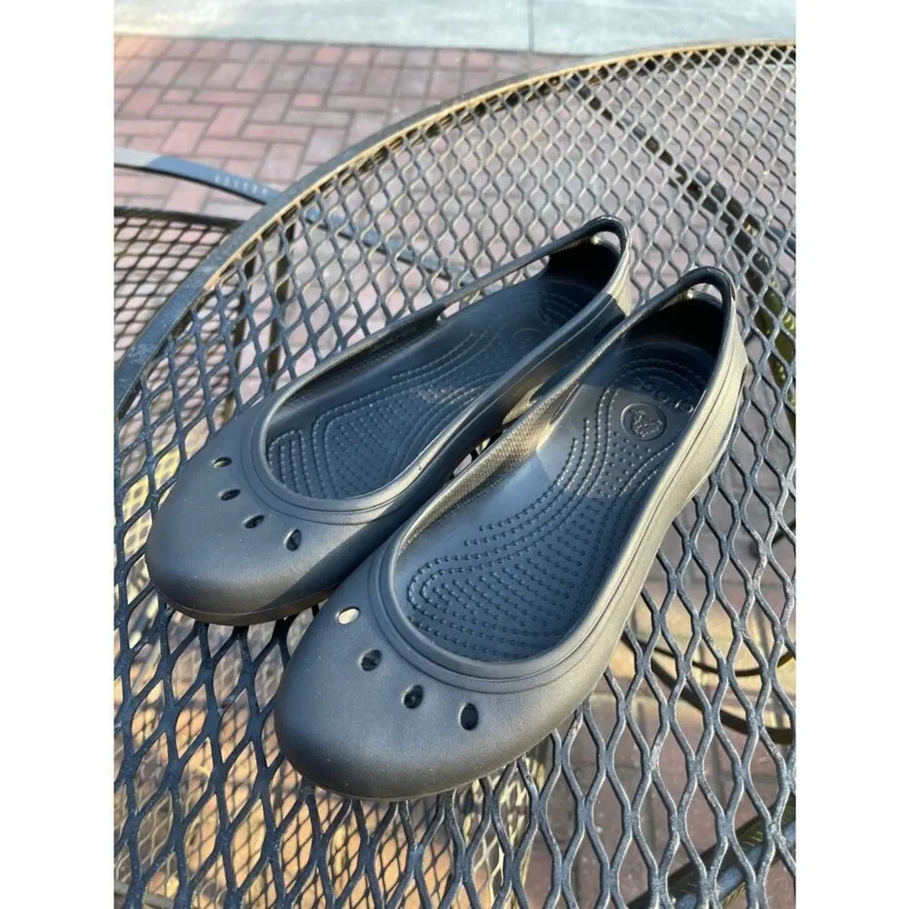 Crocs WOMEN'S KADEE WORK FLAT Style # 200941 Black Size 8 Worn 2-3 Times